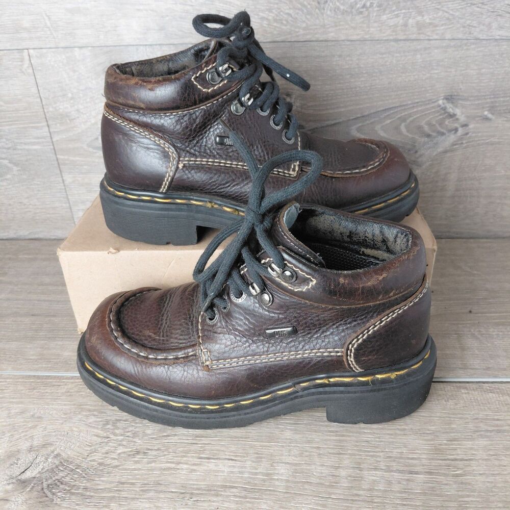 VTG Dr Martens 9275 Boots Women 7 Brown Leather Chunky Ankle 90s Made in England